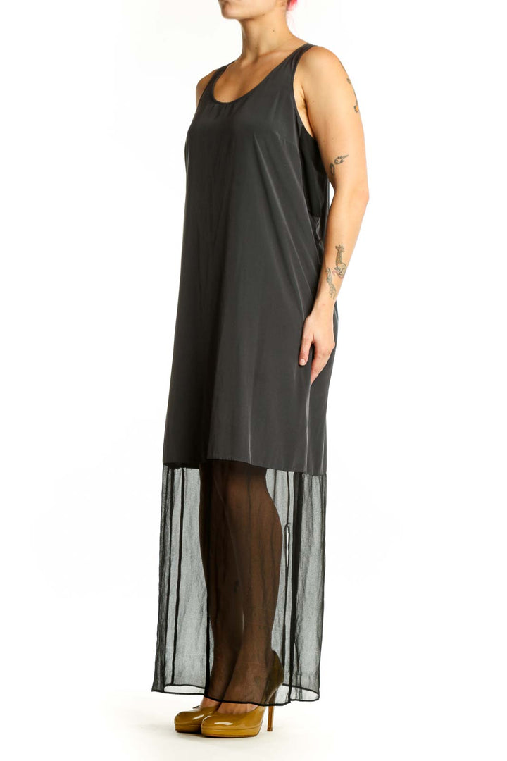 Black mesh overlay tank dress by Simply Vera Vera Wang, front view on model