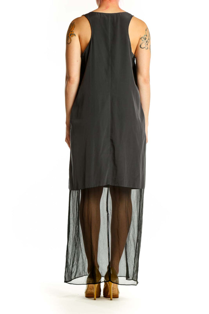 Black mesh overlay tank dress by Simply Vera Vera Wang, back view on model