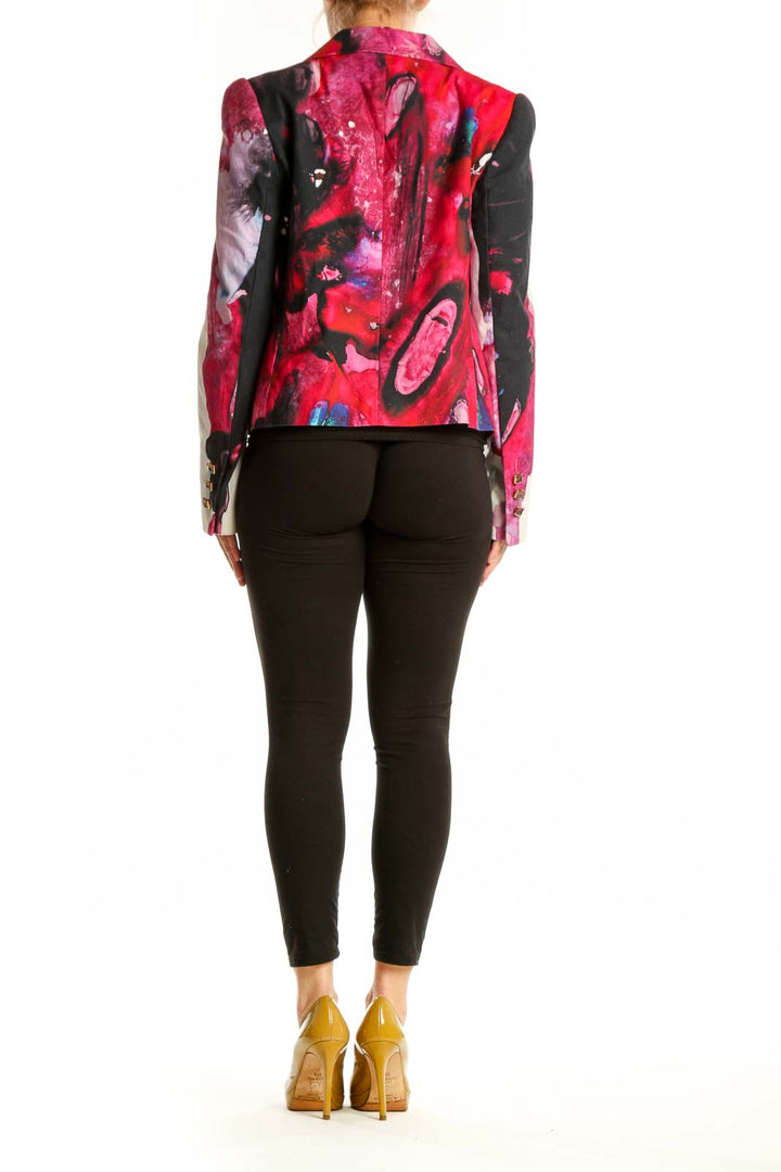 ESCADA multicolor abstract blazer jacket back view showing abstract print design