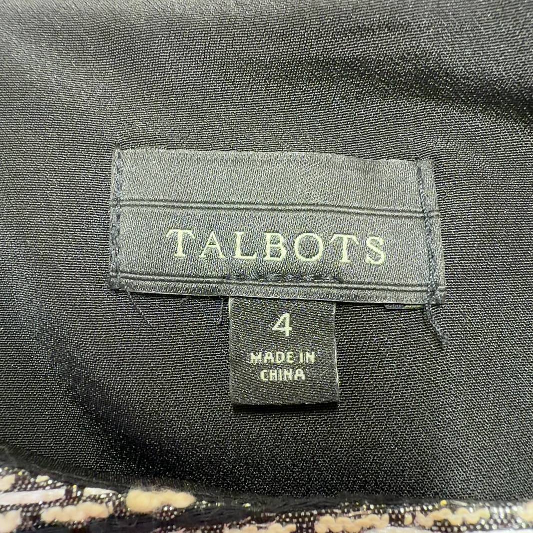 Gold lurex textured short-sleeve top by Talbots, back view showing relaxed fit and shimmer detail