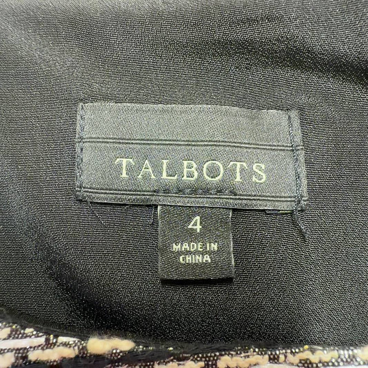 Gold lurex textured short-sleeve top by Talbots, back view showing relaxed fit and shimmer detail