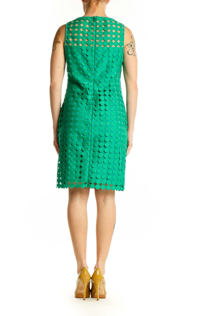 Lauren Ralph Lauren green eyelet lace sleeveless dress back view