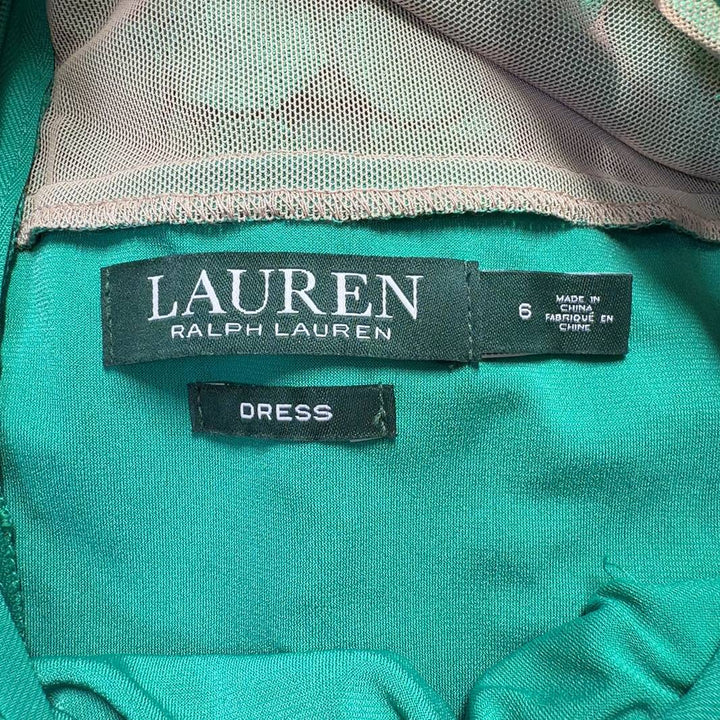 Lauren Ralph Lauren green eyelet lace sleeveless dress back view