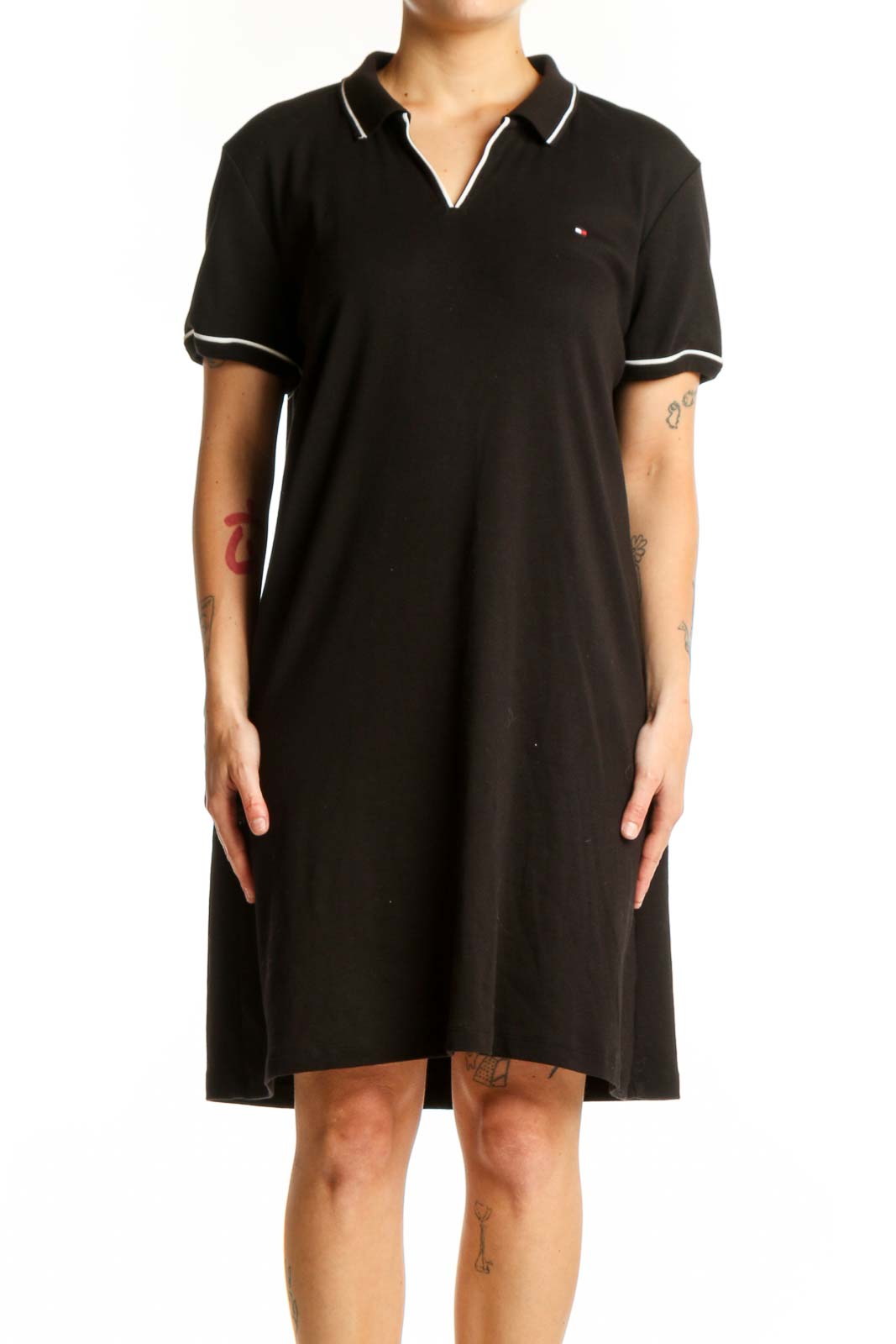 Tommy Hilfiger Women's Essential Split-Neck Polo Dress Th Deep Black