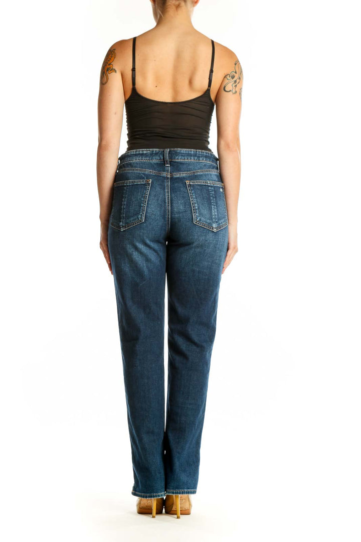 Blue medium wash Rag & Bone straight-leg denim jeans back view, size M