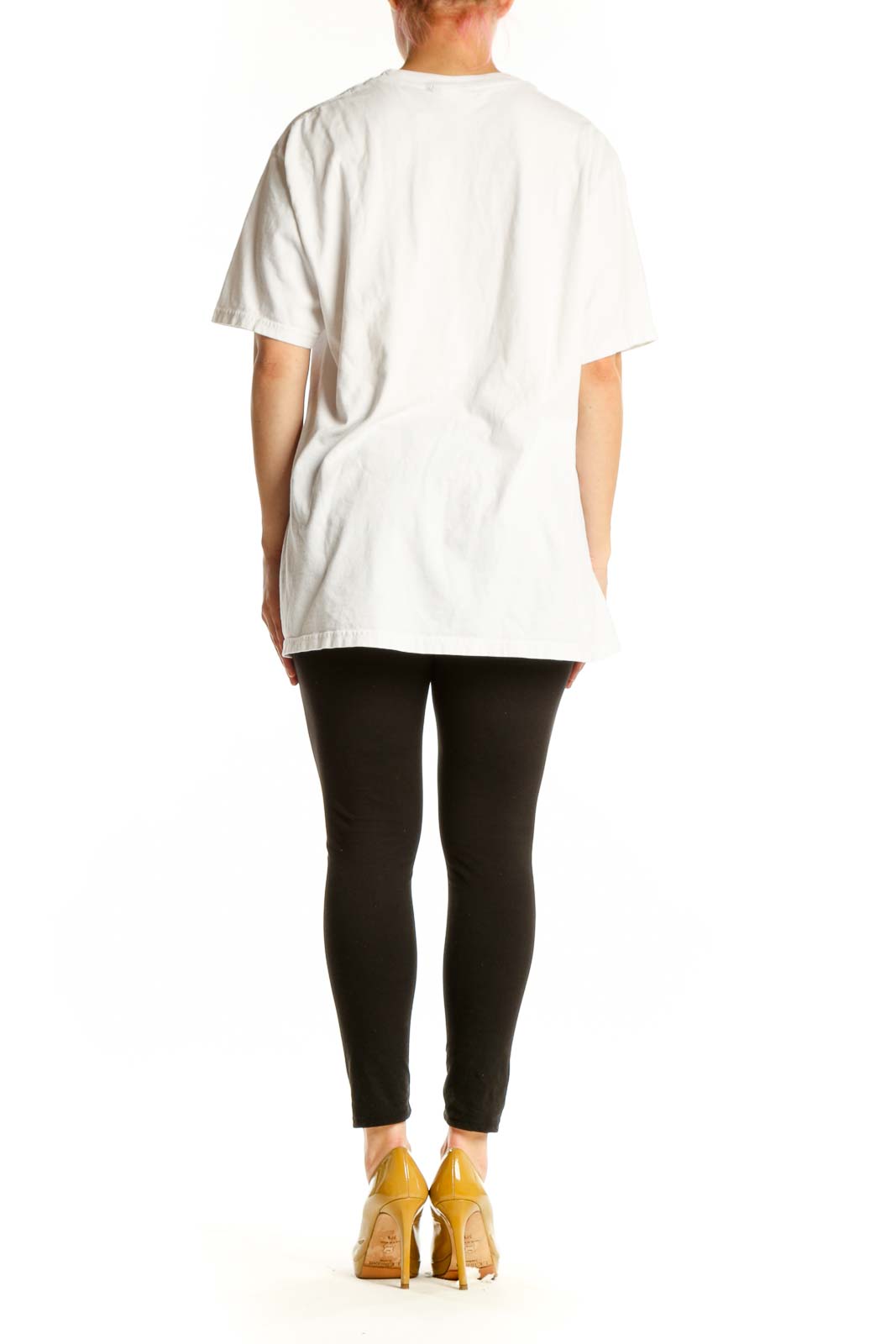 White cotton Nike t-shirt back view showing relaxed fit and Swoosh logo detail