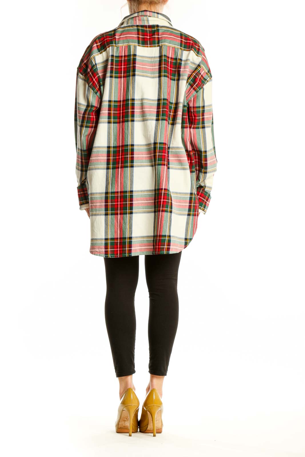 Lauren Ralph Lauren red tartan plaid shirt back view, showing relaxed fit and classic design
