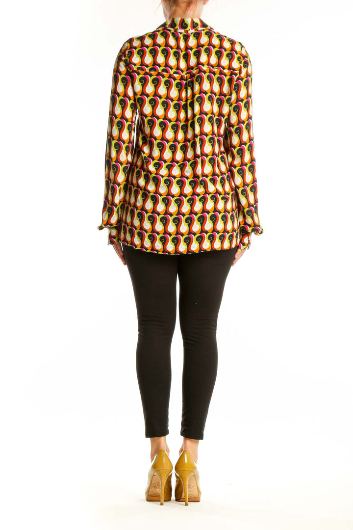 Back view of multicolor abstract print Surkana shirt showing relaxed fit and full pattern design