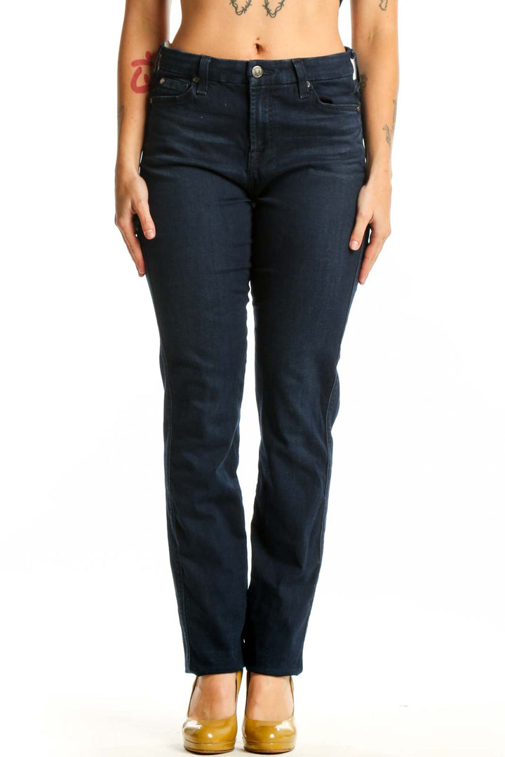 Navy Straight Leg Denim Jeans by 7 For All Mankind - Front View