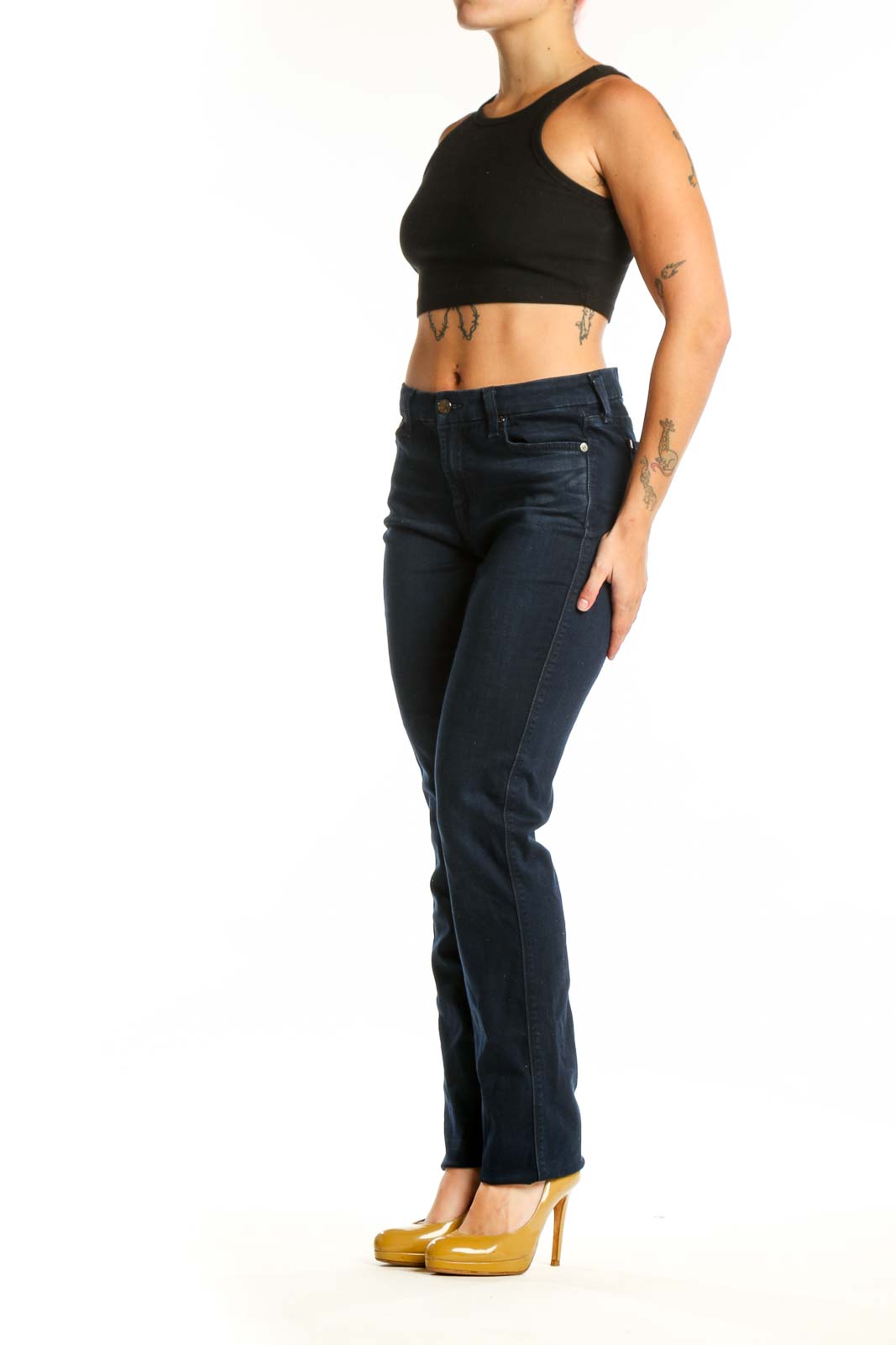 Navy Straight Leg Denim Jeans by 7 For All Mankind - Front View
