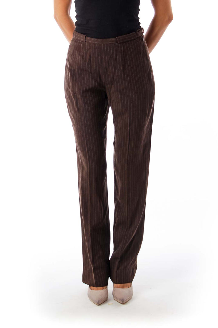 Brown Stripe Wide Leg Pants