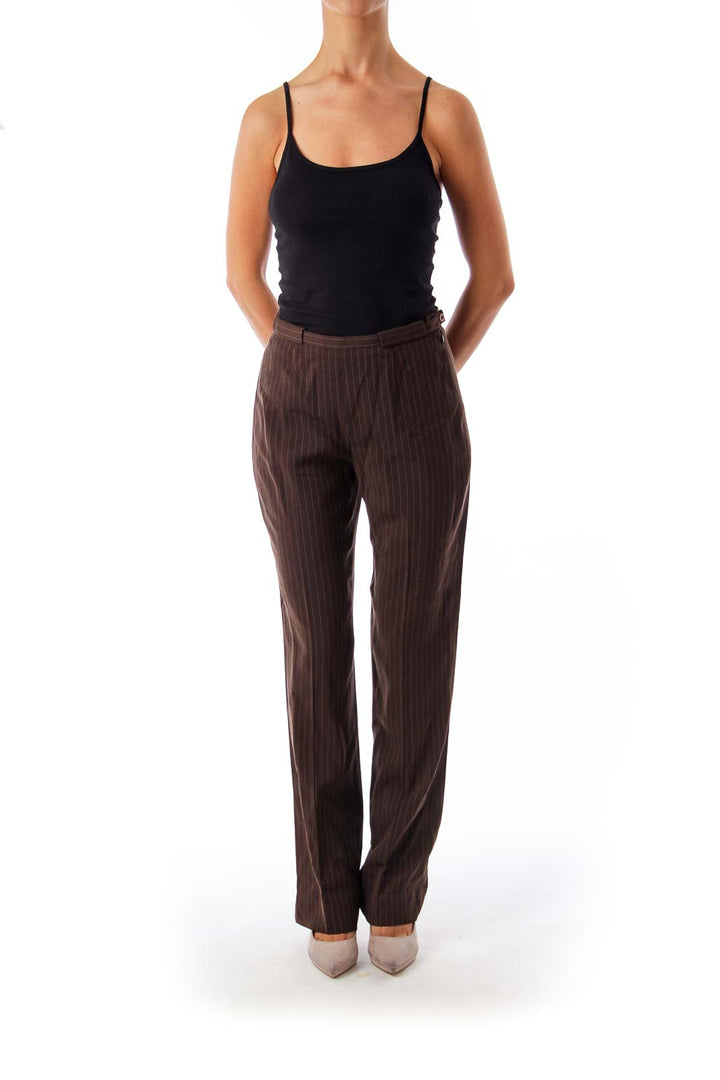 Brown Stripe Wide Leg Pants