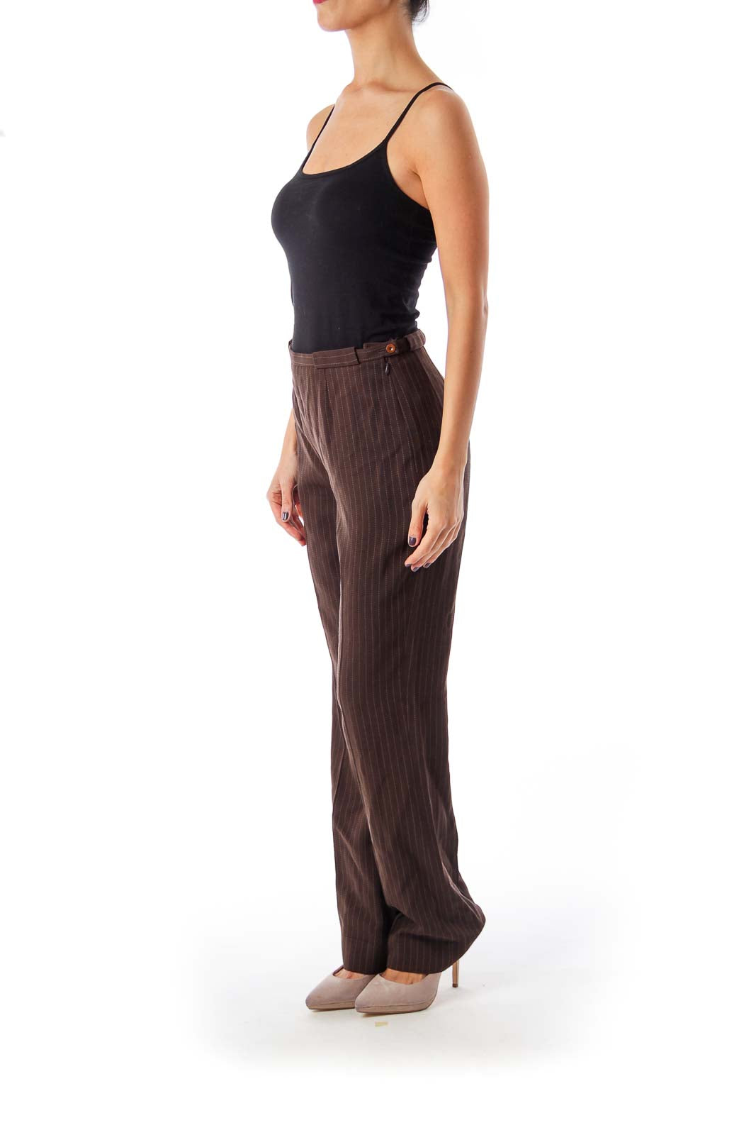 Brown Stripe Wide Leg Pants