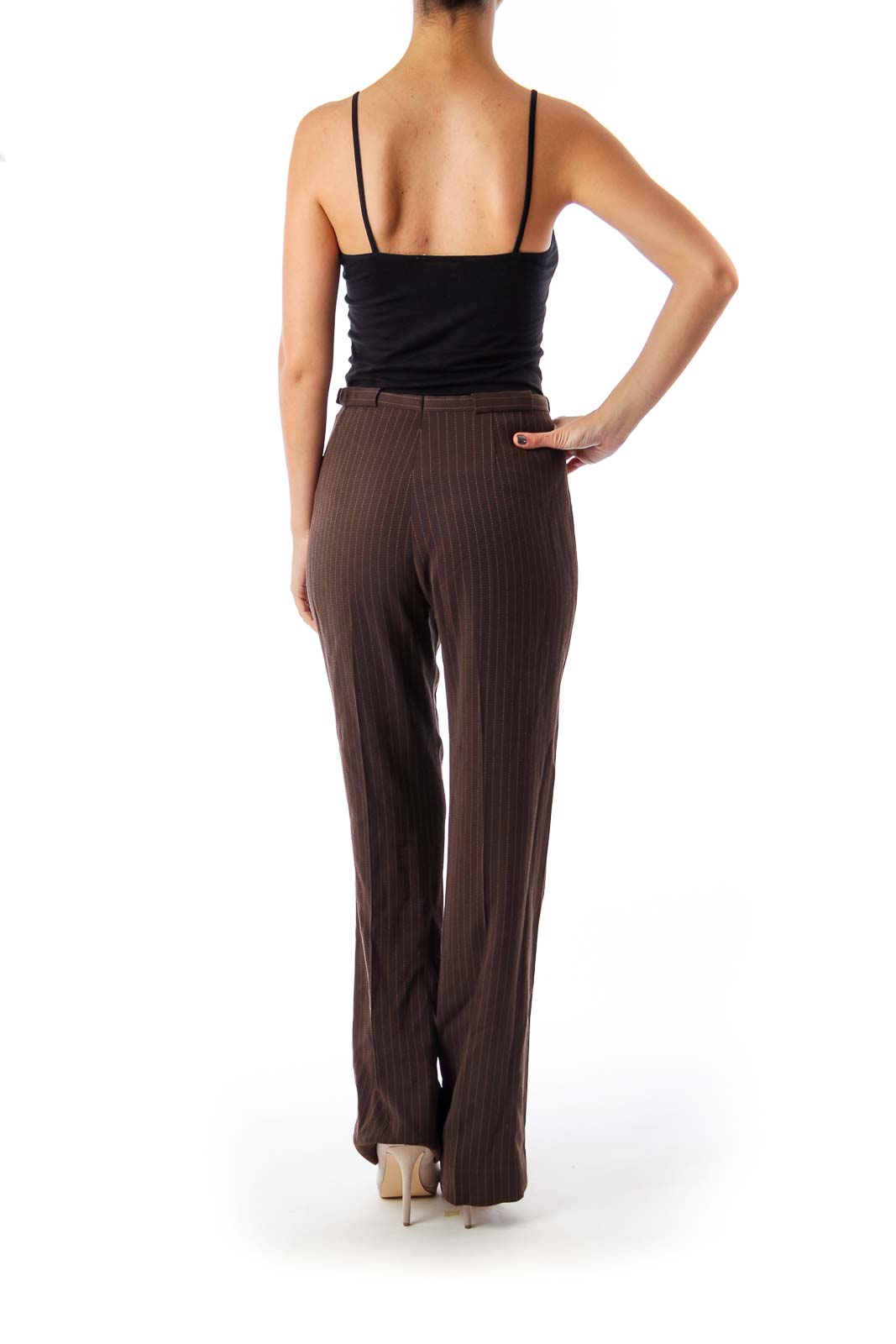 Brown Stripe Wide Leg Pants