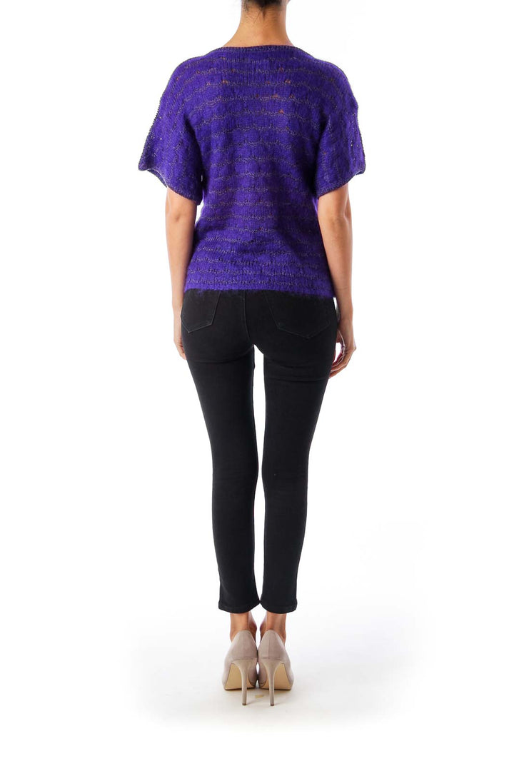 Purple Round Neck Fuzzy Knit