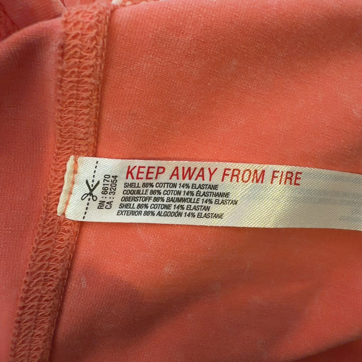 Coral henley tank top with white contrast trim, back view showing fitted silhouette