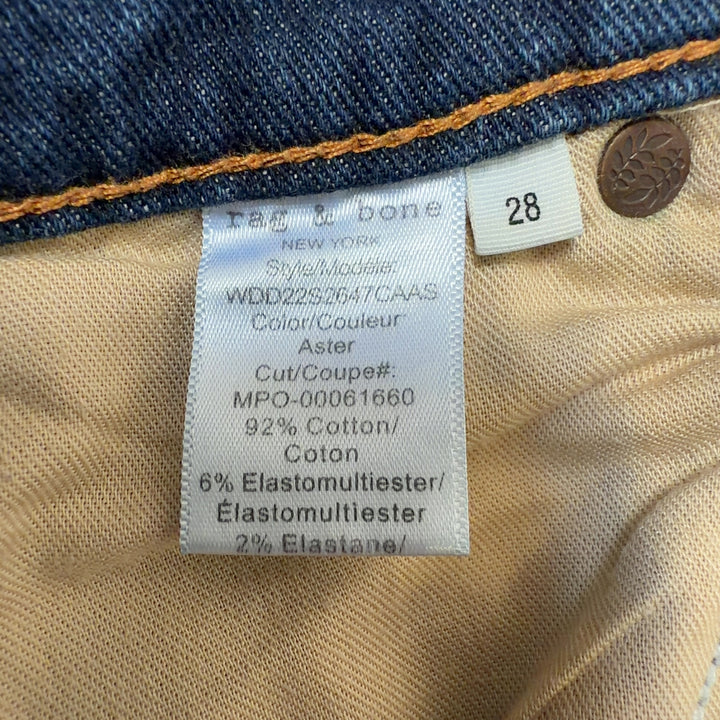Blue medium wash Rag & Bone straight-leg denim jeans back view, size M
