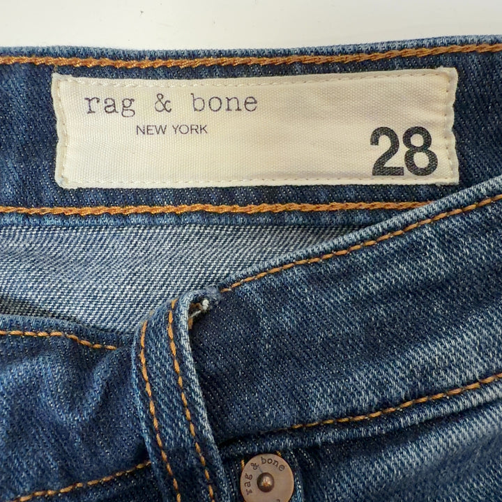 Blue medium wash Rag & Bone straight-leg denim jeans back view, size M