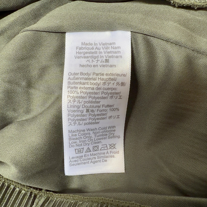 Sage green ribbed sleeveless tank top by J.Crew, back view showing fitted silhouette