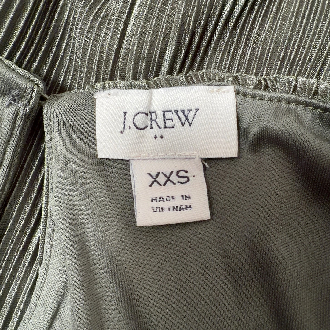Sage green ribbed sleeveless tank top by J.Crew, back view showing fitted silhouette