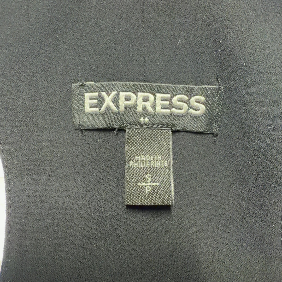 Black embellished tank top with rhinestone neckline from Express, back view