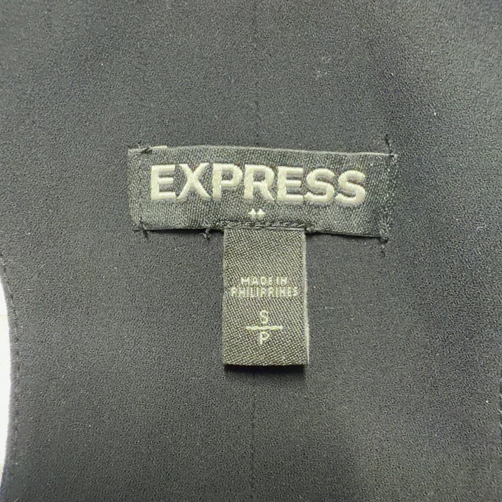 Black embellished tank top with rhinestone neckline from Express, back view