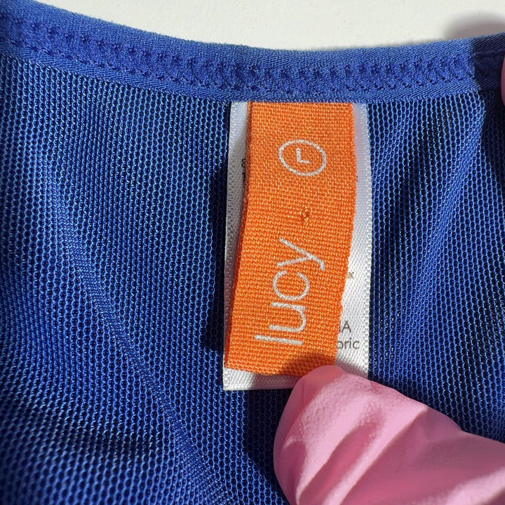 Lucy Blue Lycra Athletic Tank Top with Racerback Design - Back View
