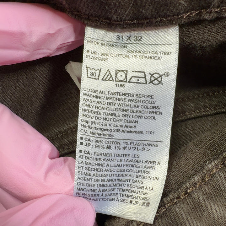 Brown denim straight-leg jeans back view, showing classic pocket design and straight-leg silhouette