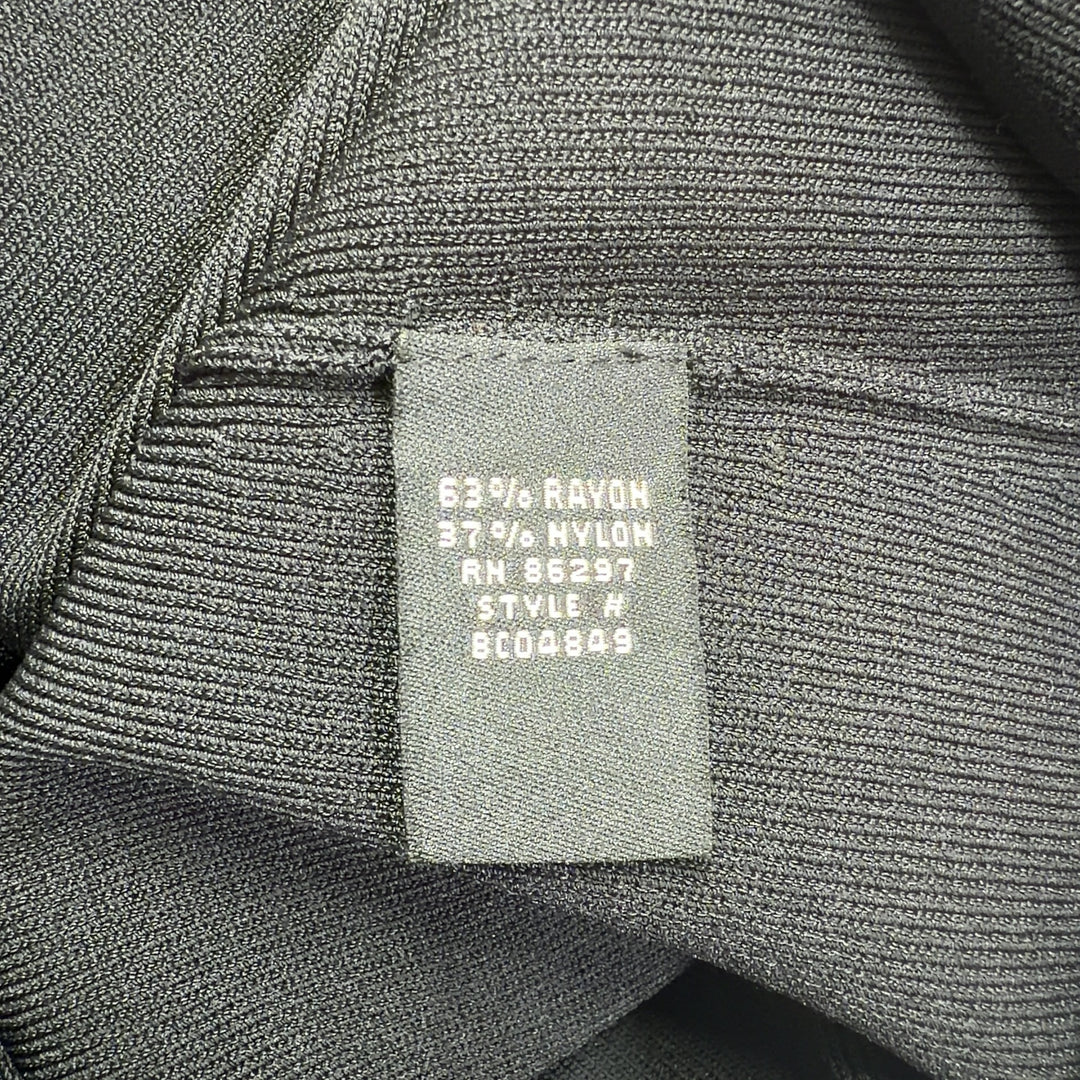 Black midi dress with white trim detailing by BCBG MaxAzria, back view