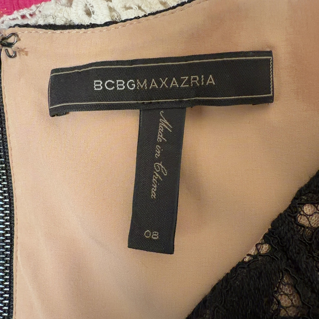 Black geometric lace crop top with tie detail, back view