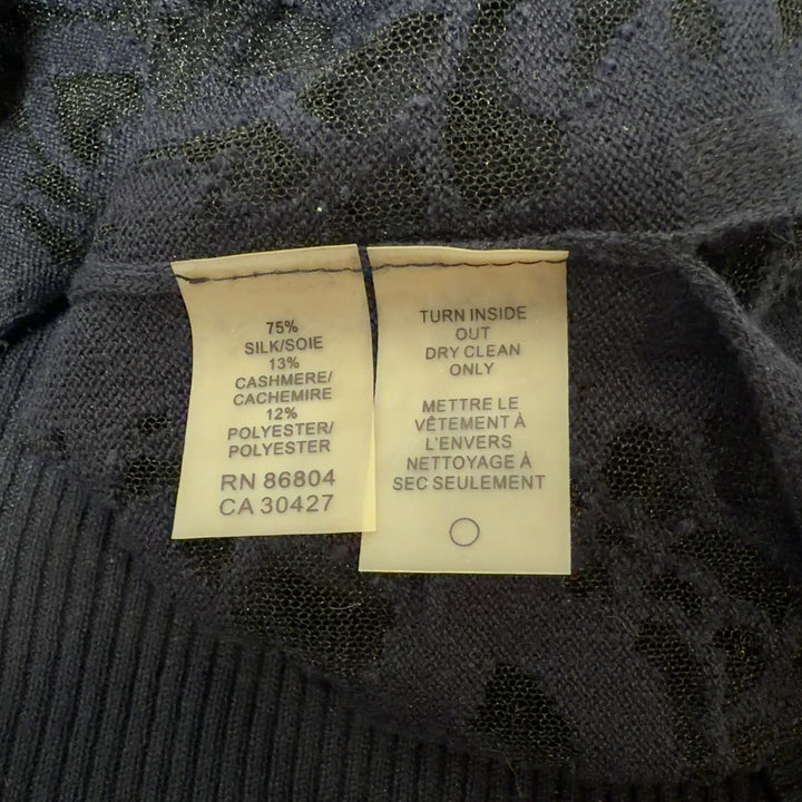 Black lace cashmere knit sweater back view showing lace pattern and design details