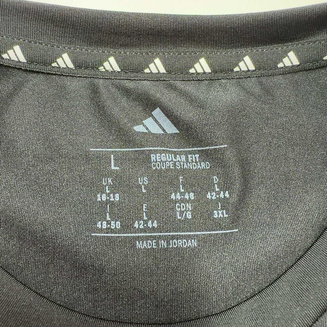 Black Adidas Activewear T-Shirt back view showing relaxed fit and white logo detail