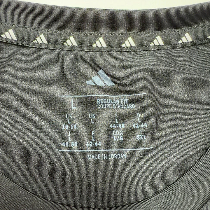 Black Adidas Activewear T-Shirt back view showing relaxed fit and white logo detail