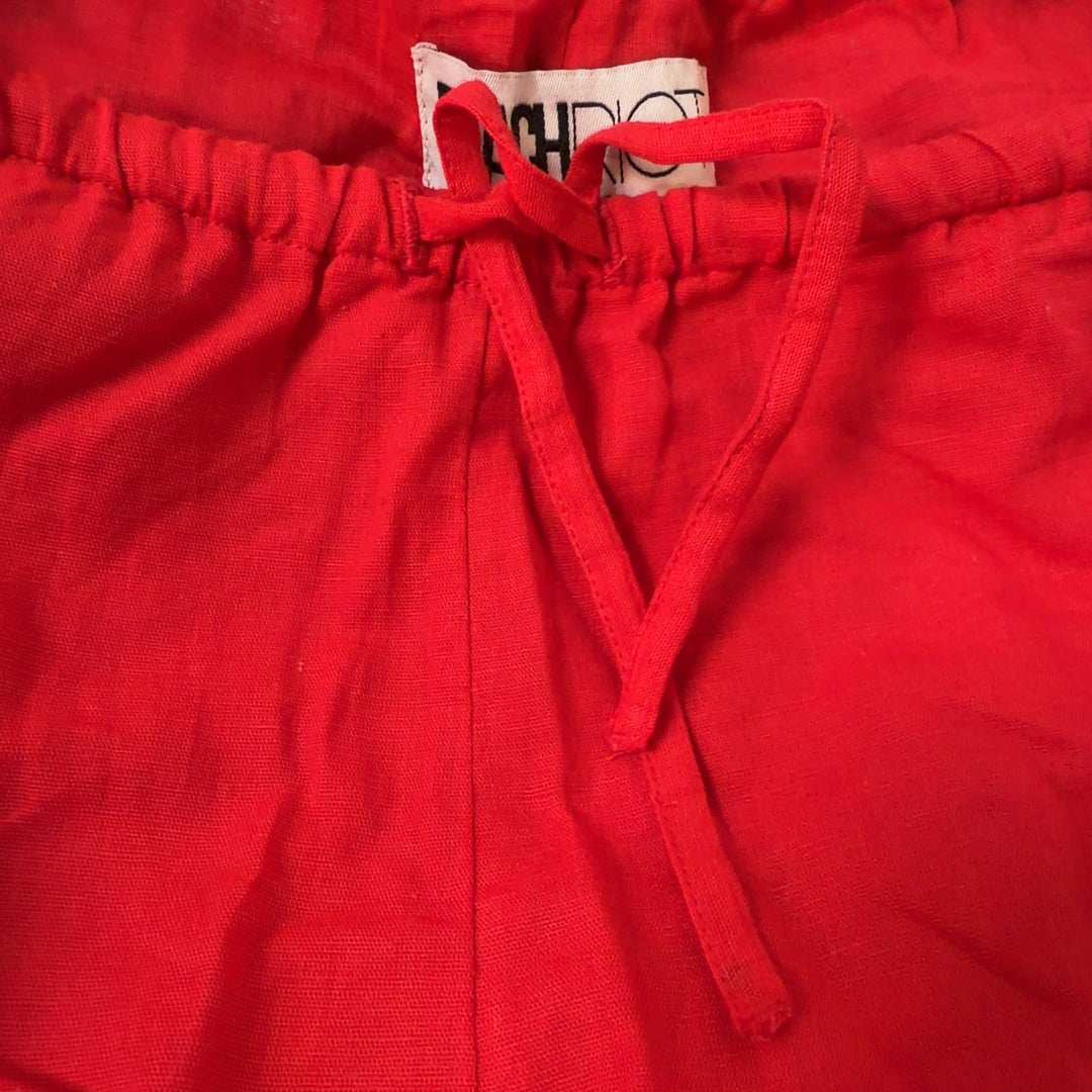 Beach Riot red linen cotton drawstring shorts back view, size XL