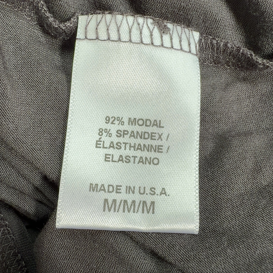 Gray Modal Spandex Shift Dress with side pockets and flowing silhouette, back view