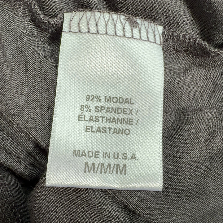 Gray Modal Spandex Shift Dress with side pockets and flowing silhouette, back view