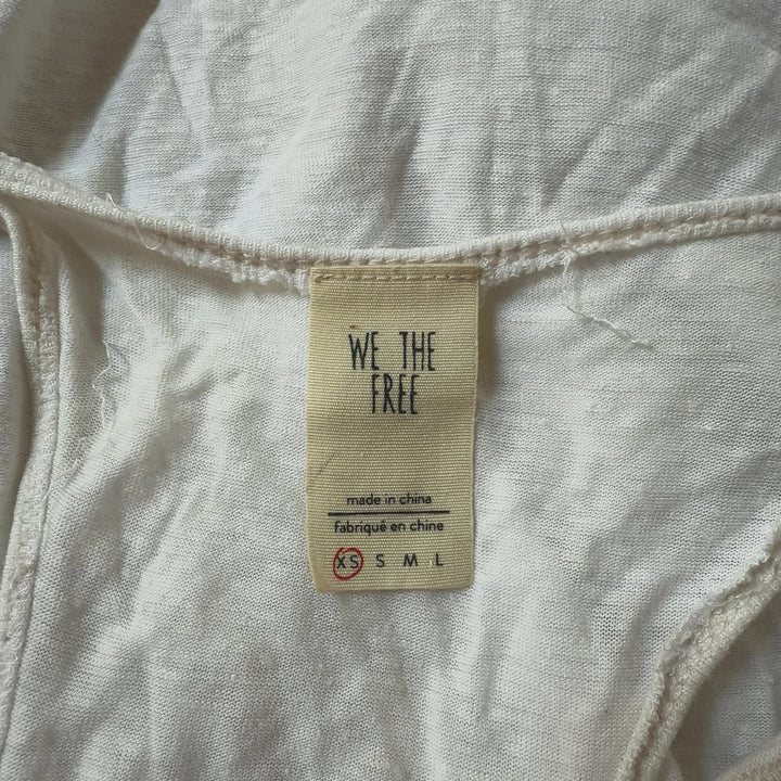 Cream linen-rayon V-neck tank top with cowl back neckline, back view