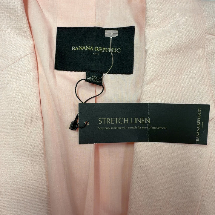 Blush pink Banana Republic blazer back view showing tailored silhouette and fit