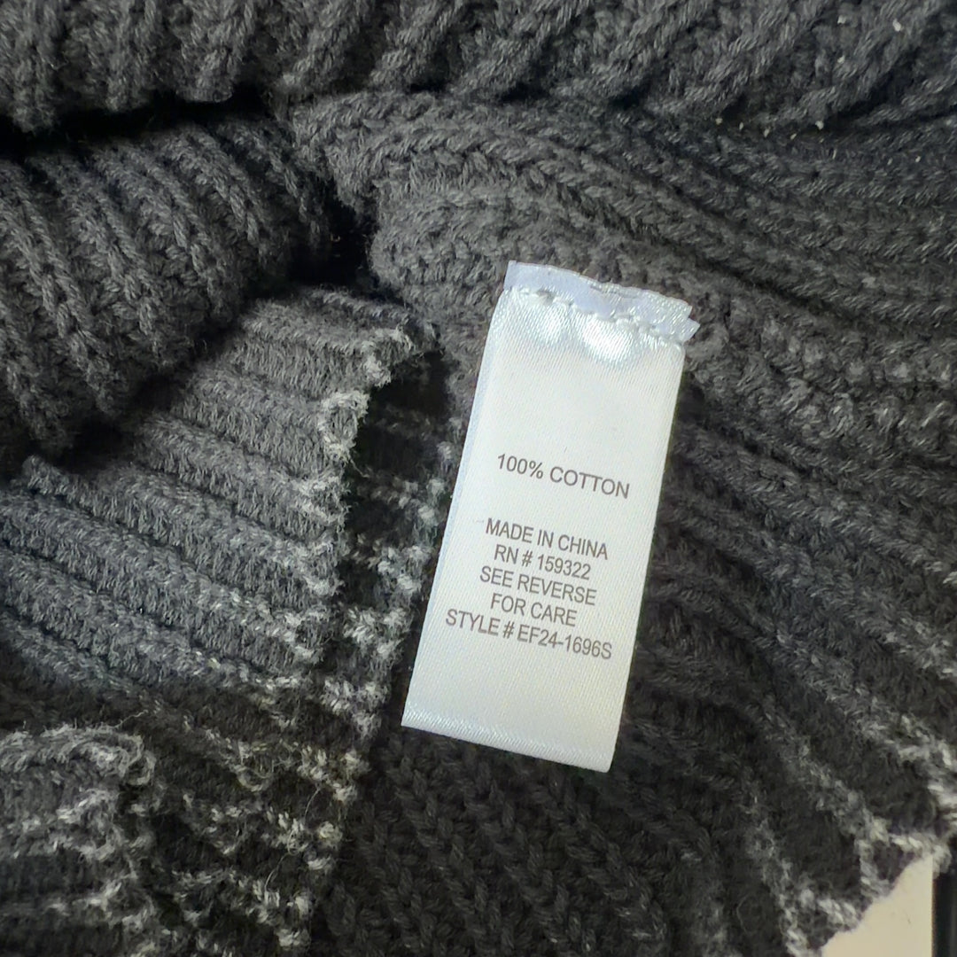 Charcoal ribbed cotton knit top back view showing relaxed fit and vertical ribbed pattern