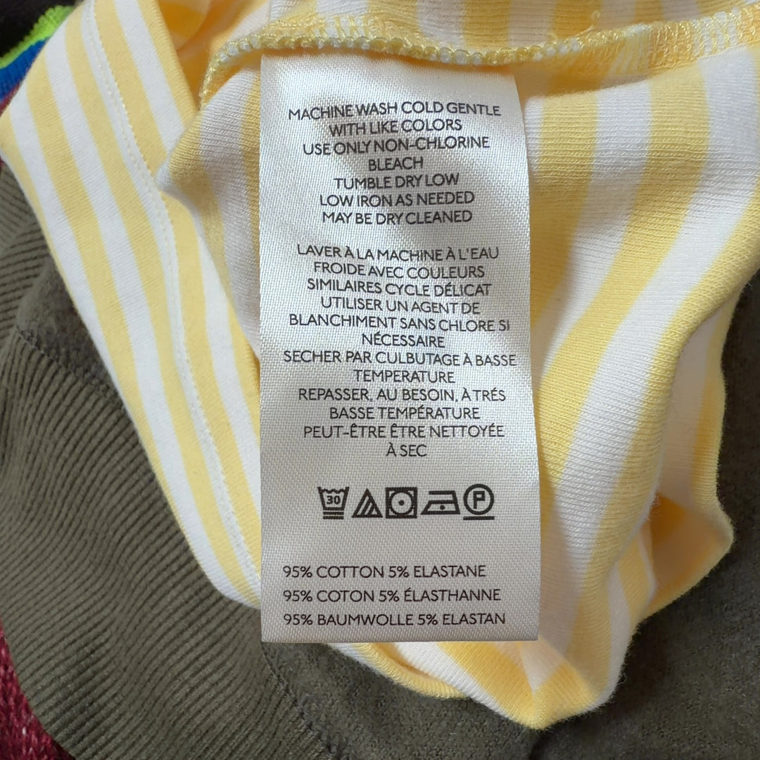 Yellow and white striped cotton tank top, back view showing relaxed fit
