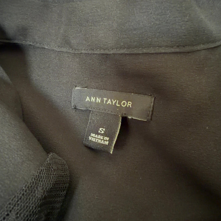 Black Ann Taylor blouse with lace sleeves, back view