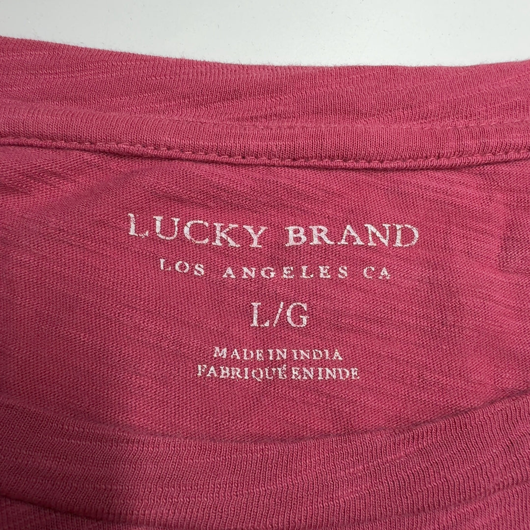 Burgundy bird print tee back view, showing scattered white bird design