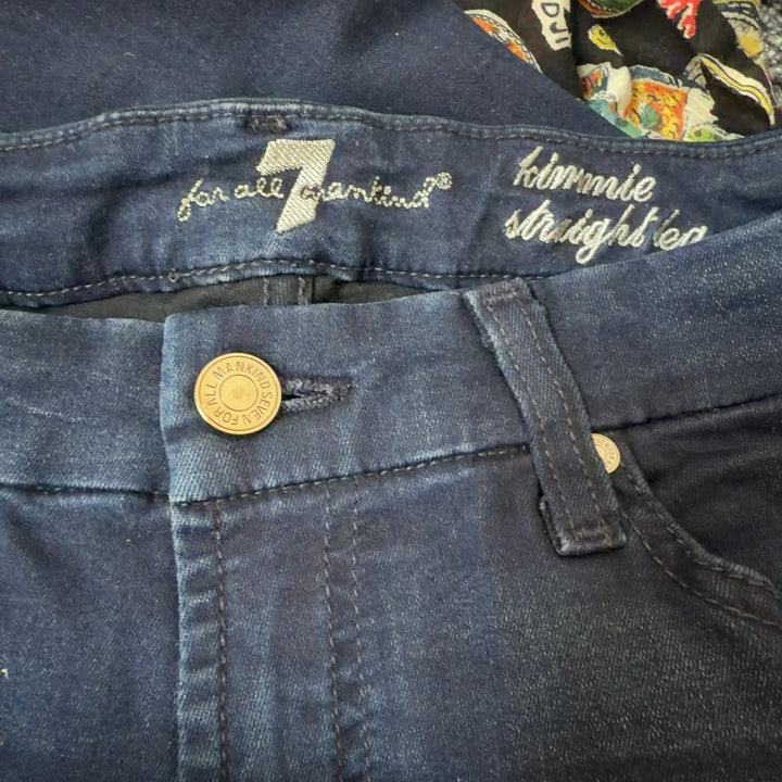 Navy Straight Leg Denim Jeans by 7 For All Mankind - Back View