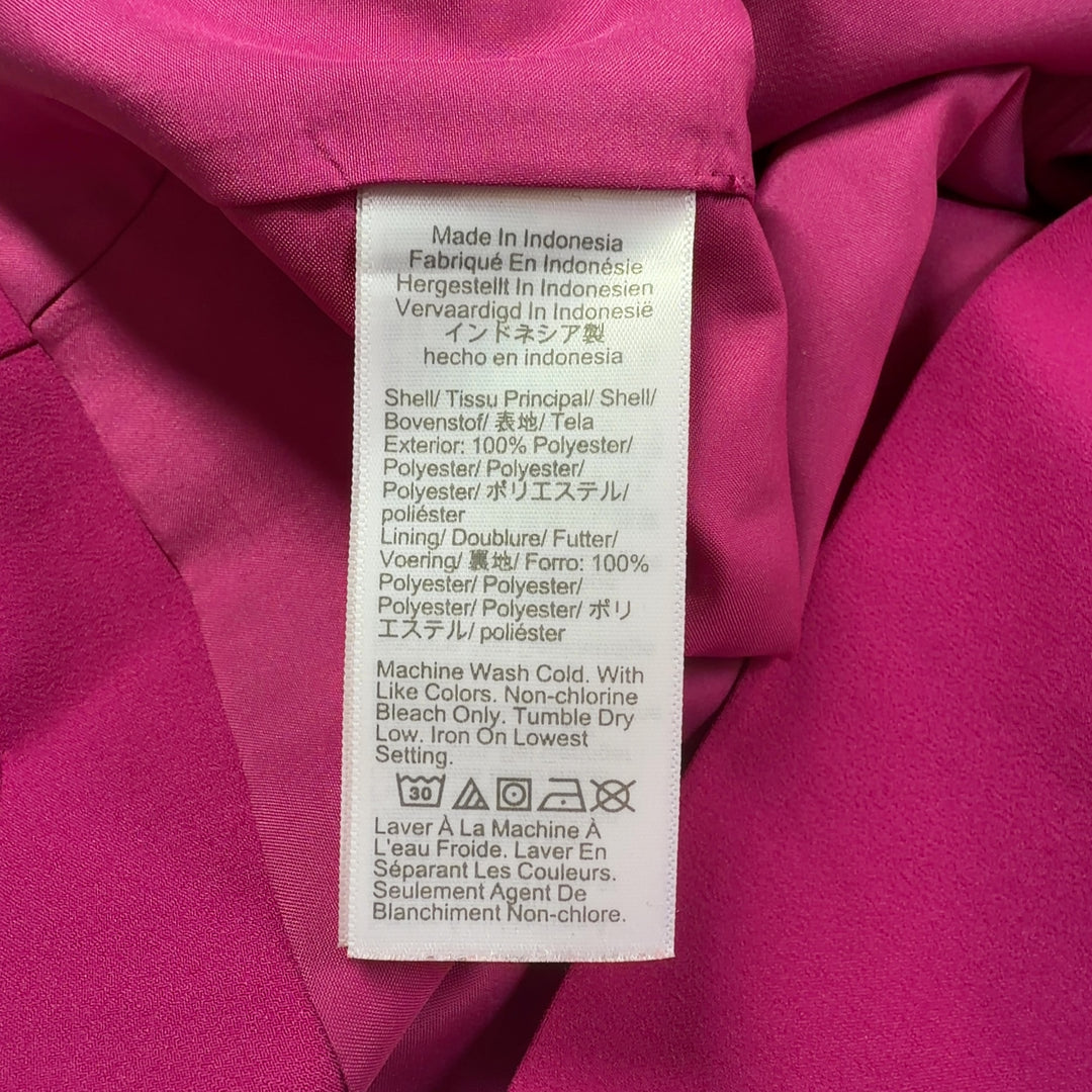 Tag view of pink ruffle neckline long sleeve dress by J.Crew, size M