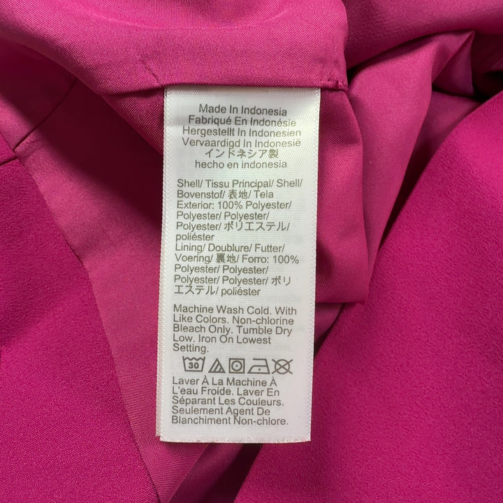 Tag view of pink ruffle neckline long sleeve dress by J.Crew, size M