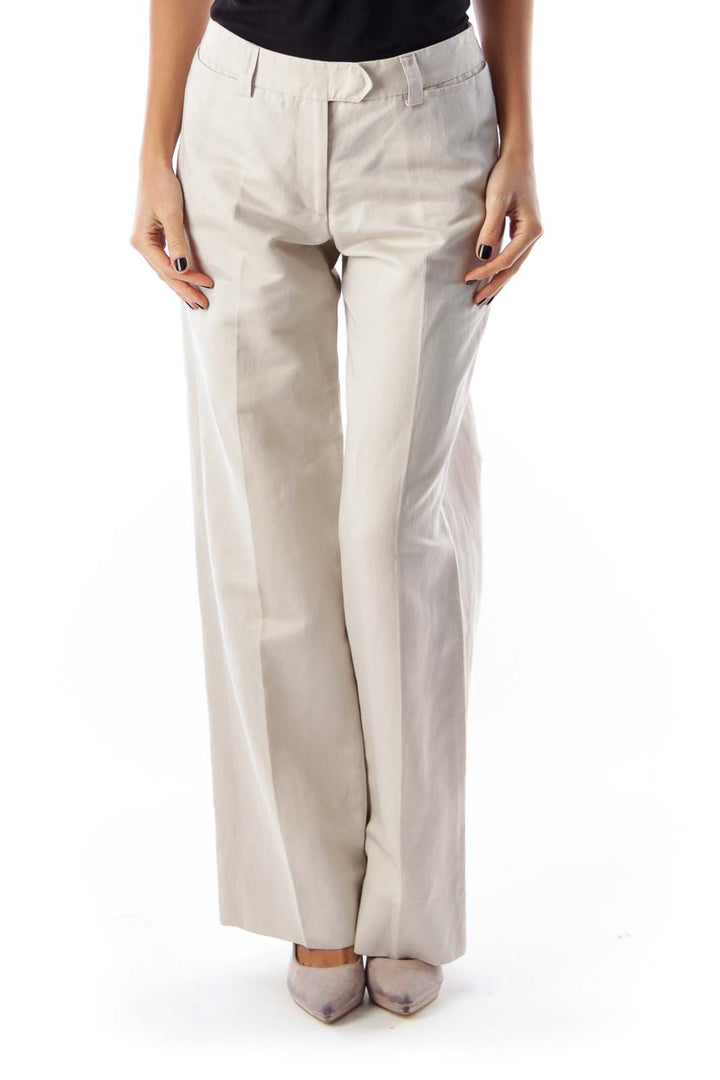 Beige Wide Legs Pants