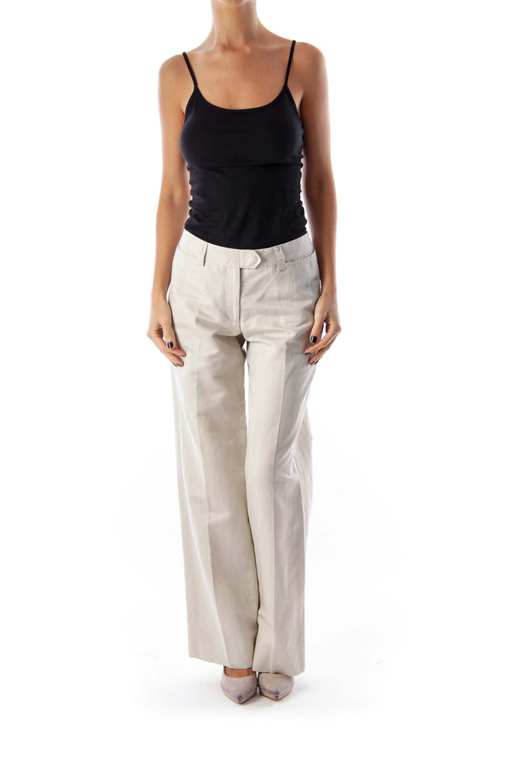 Beige Wide Legs Pants