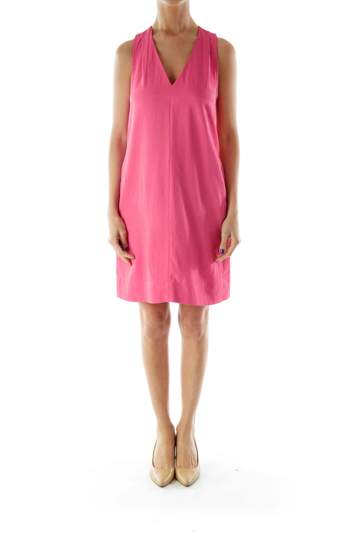 Pink V-Neck Tent Dress