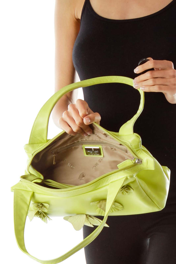 Green Butterfly Applique Small Shoulder Bag