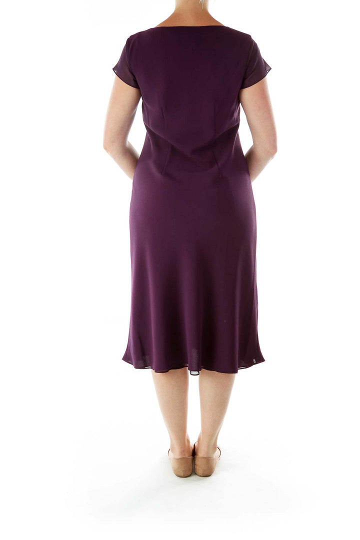 Purple V-Neck Midi Dress